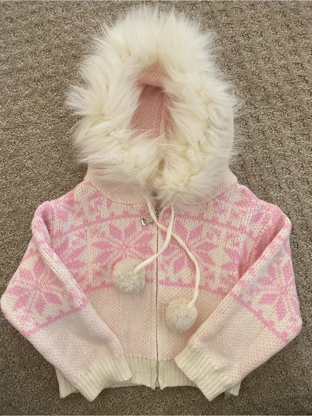 Tullabee 18-24 mo Pink Zipper Sweater Fur Hood